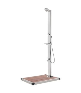 Buitendouche met bruine basis 225 cm roestvrij staal