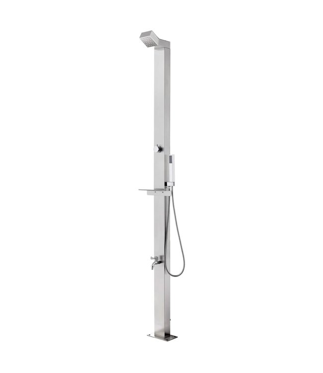 Buitendouche met bruine basis 225 cm roestvrij staal