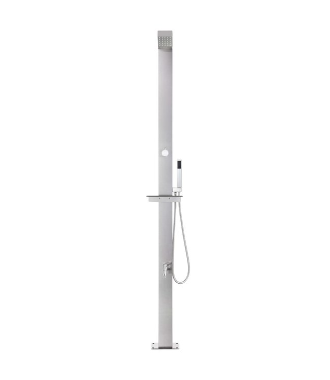 Buitendouche met bruine basis 225 cm roestvrij staal