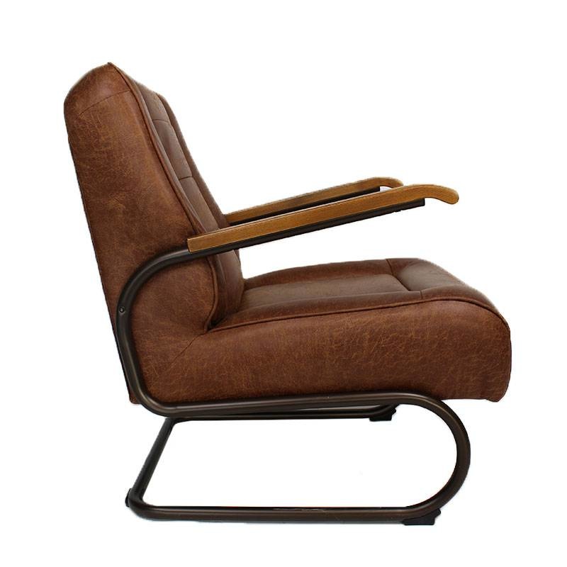 Industriële fauteuil Jake cognac leer Gratis LIVIN24