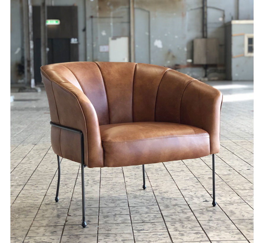 Industriële fauteuil Omigi cognac leer Gratis verzending LIVIN24