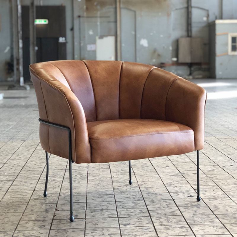 Industriële fauteuil Omigi cognac leer Gratis verzending LIVIN24