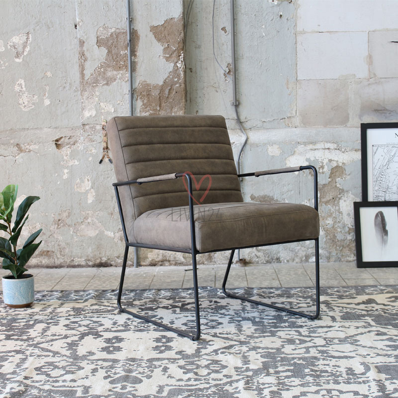 Industriële fauteuil Ricardo taupe kunstleer Gratis verzending! LIVIN24