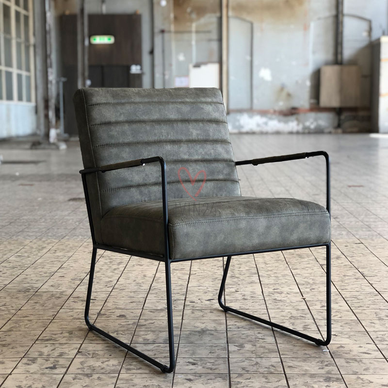 Industriële fauteuil Ricardo olijfgroen kunstleer Gratis verzending