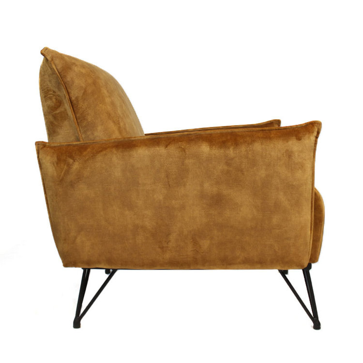 Velvet fauteuil Mika okergeel