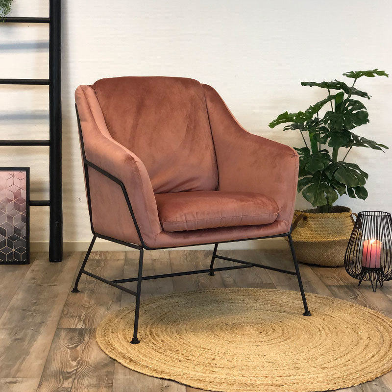 Moderne fauteuil Stella Velvet rose Gratis verzending! LIVIN24