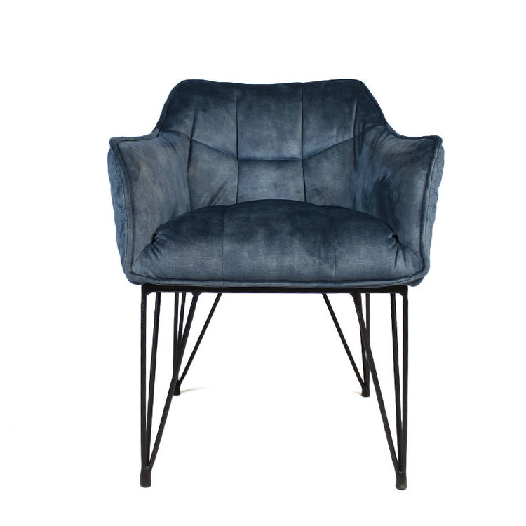 Velvet eetkamerstoel Jayron blauw
