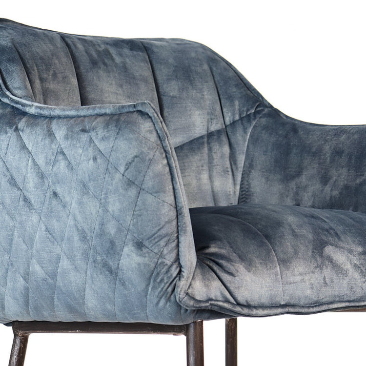 Velvet barkruk Jayron blauw 82 cm