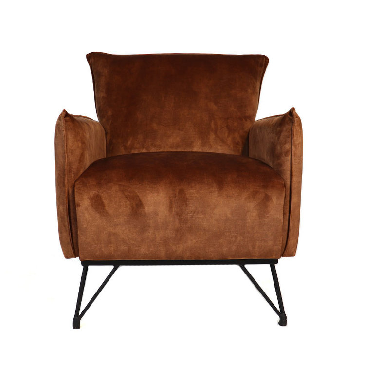 Velvet fauteuil Mika koper