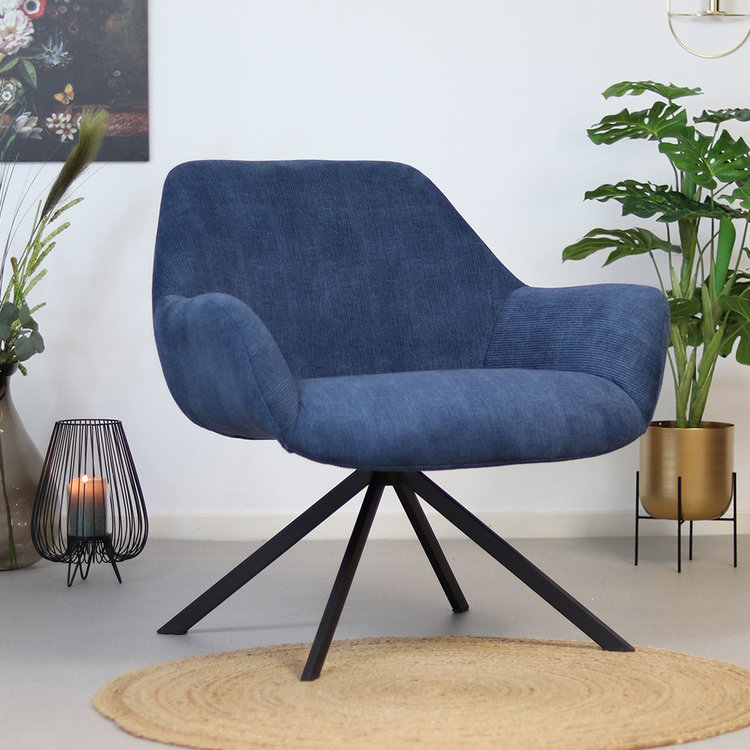 Fauteuil Emily ribstof blauw