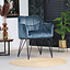 Velvet eetkamerstoel Jayron blauw