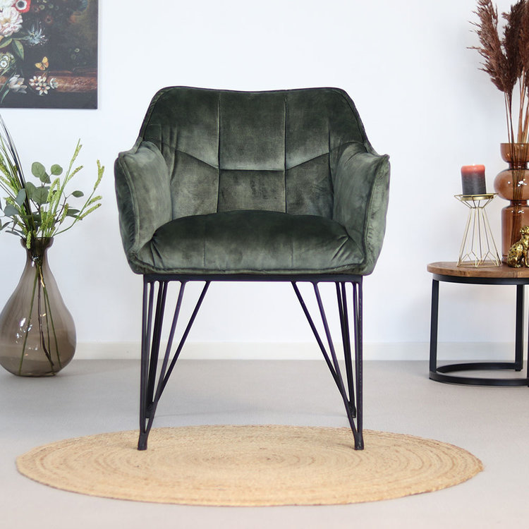Velvet eetkamerstoel Jayron groen