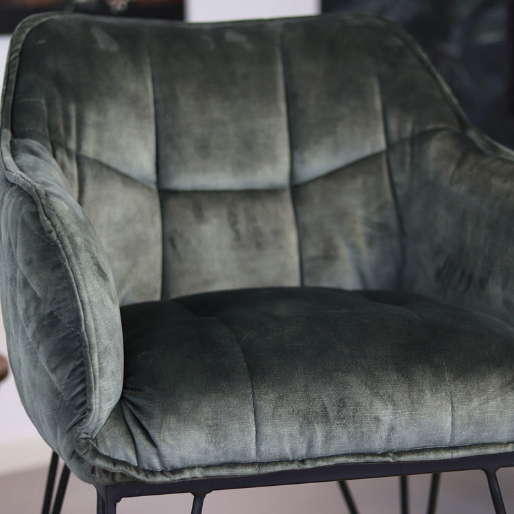 Velvet eetkamerstoel Jayron groen