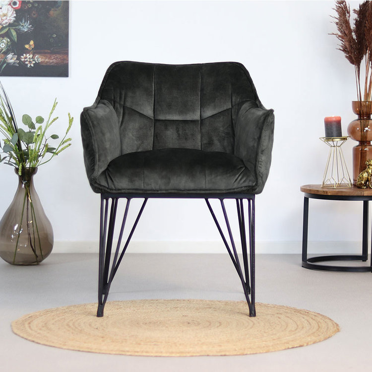 Velvet eetkamerstoel Jayron antraciet