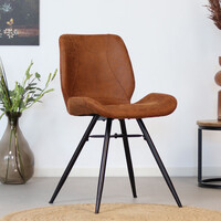 Industriële eetkamerstoel Barrel cognac eco-leer