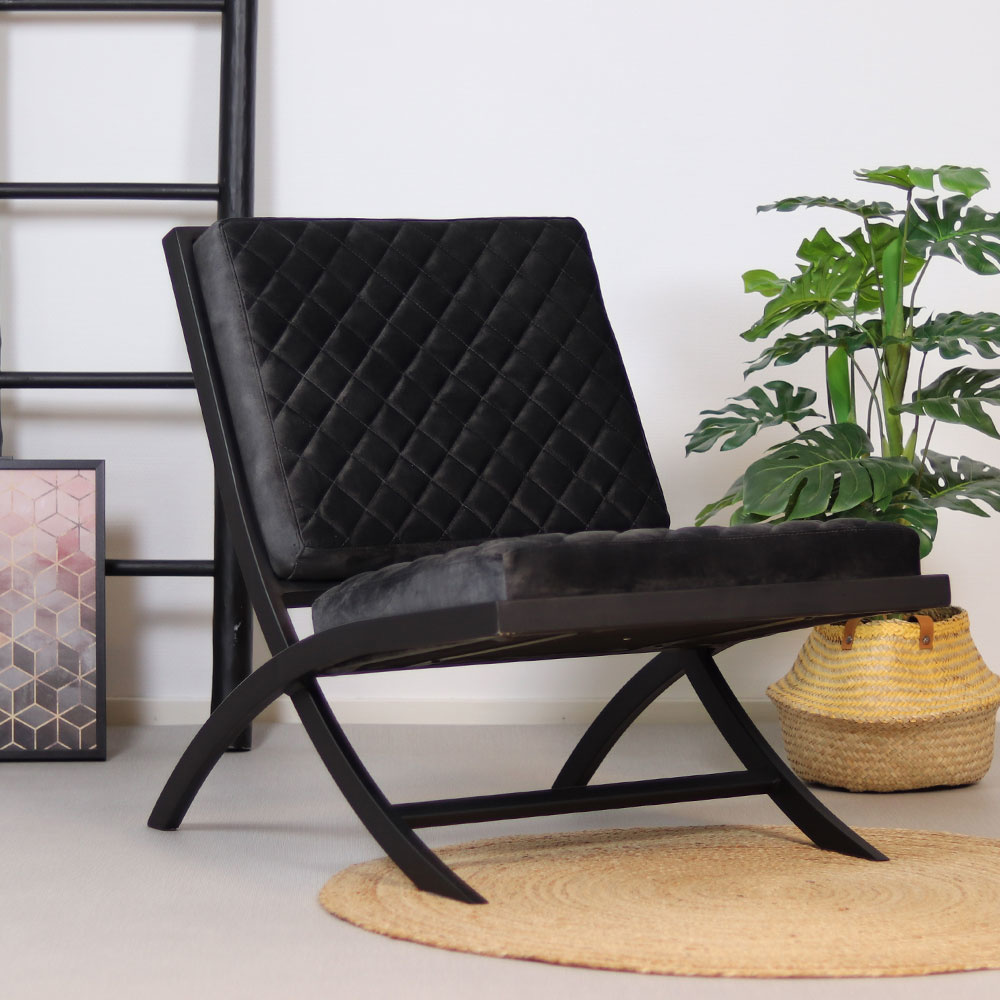 Secretaris Figuur Relatieve grootte Design fauteuil Madrid velvet Luxury antraciet - Waterbestendig