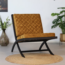 Design fauteuil Madrid velvet okergeel