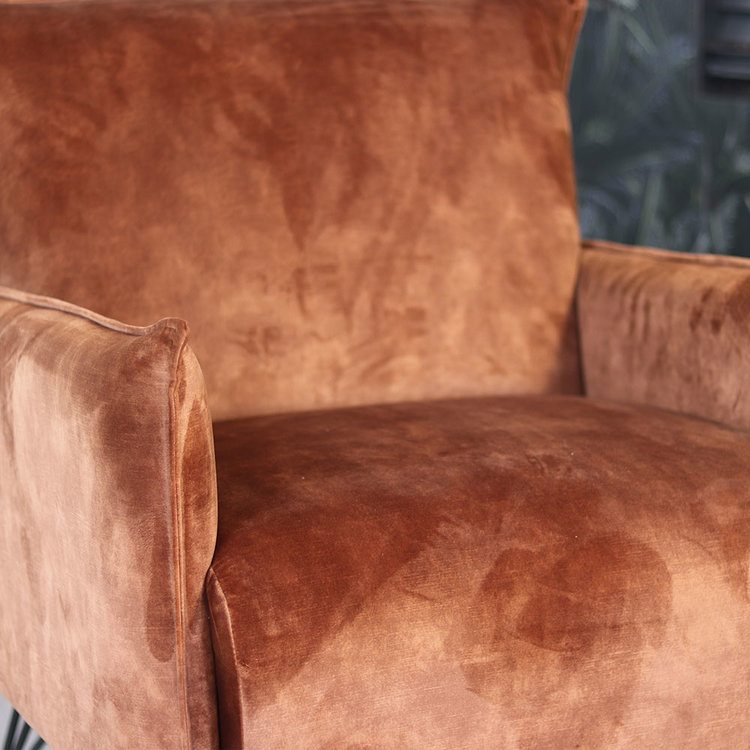 Velvet fauteuil Mika koper
