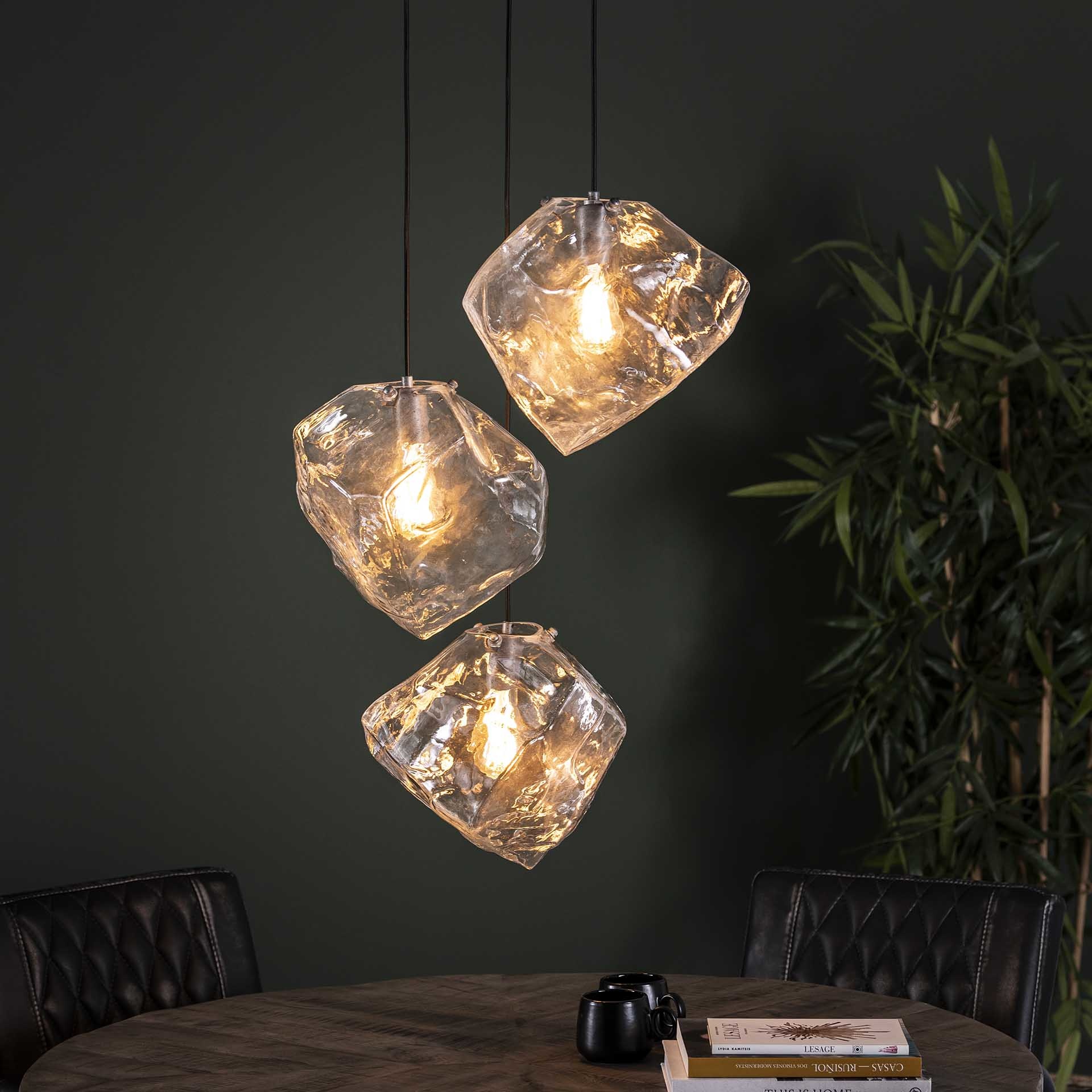 komedie Willen Afscheiden Design hanglamp Toro glas 3-lichts - Uit voorraad leverbaar!