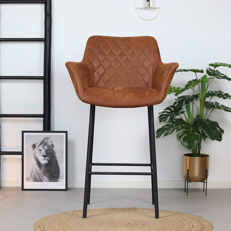 Industriële barstoel Club cognac eco leer 78 cm