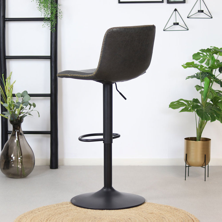 Industriële Barkruk Texas draaibaar eco-leer antraciet 60-76cm