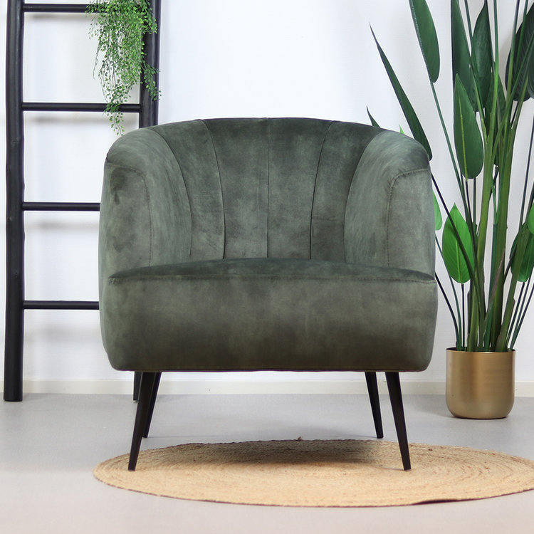 Velvet fauteuil Billy donkergroen