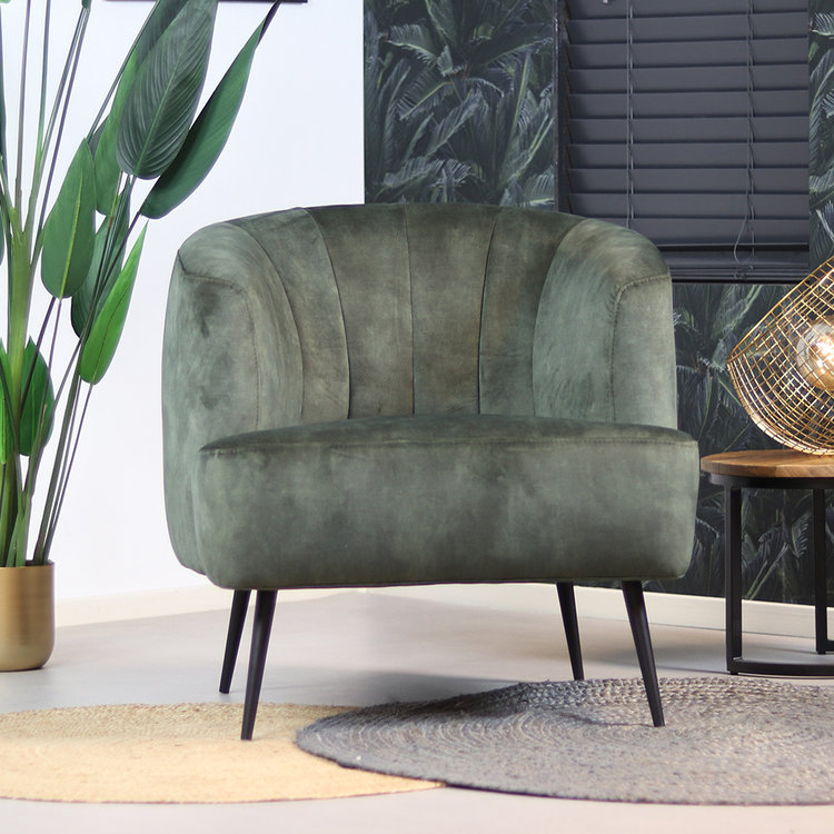 Velvet fauteuil Billy donkergroen