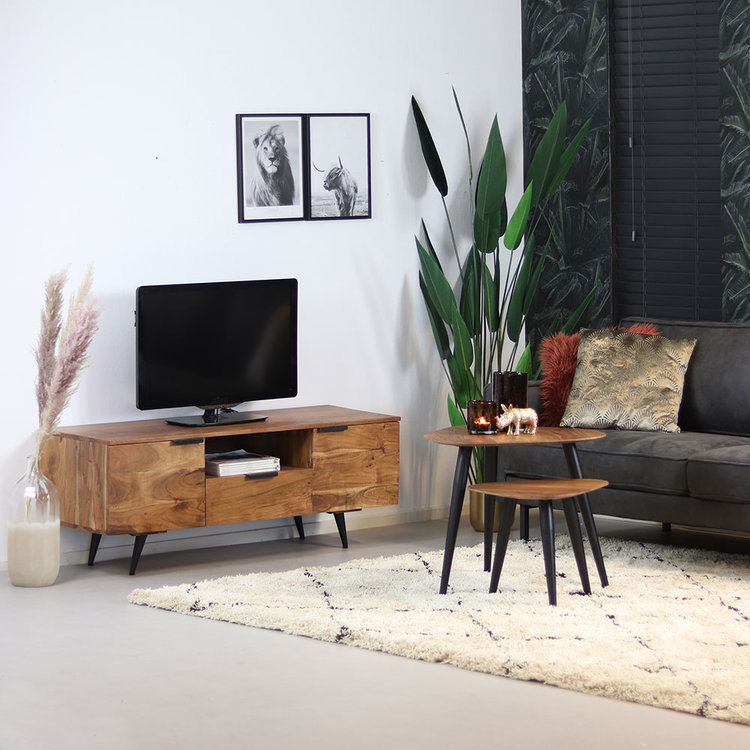 Industrieel tv meubel acaciahout cm - Livin24