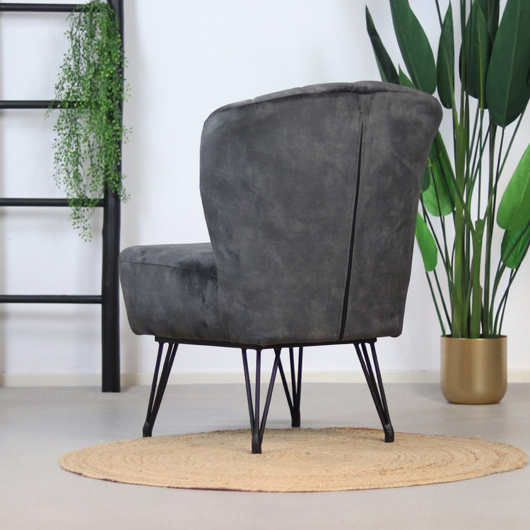 Velvet fauteuil Else antraciet