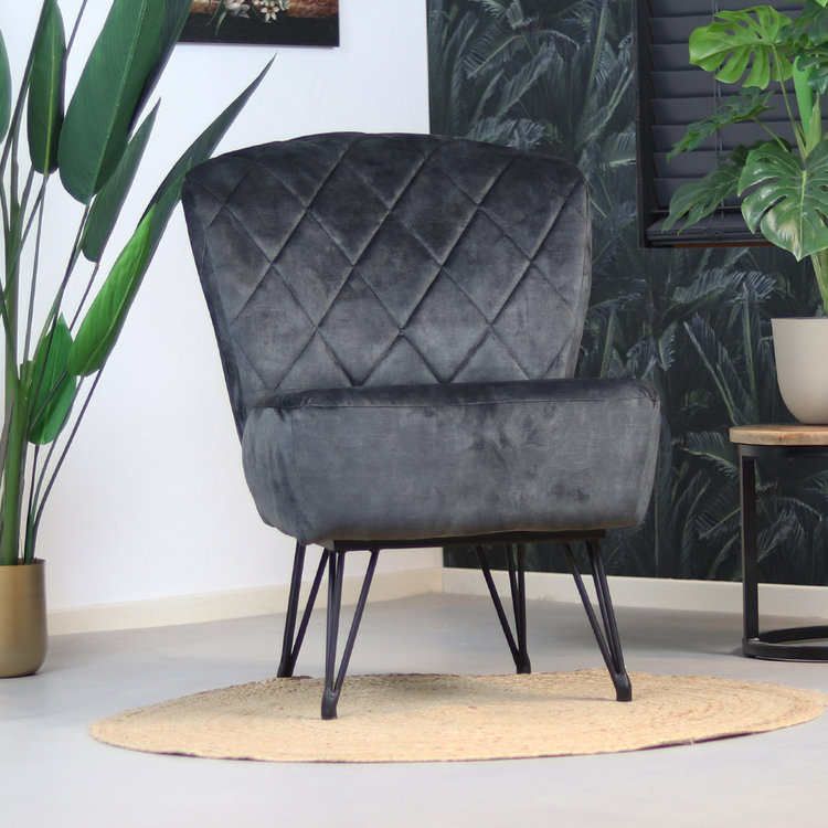 Velvet fauteuil Else antraciet