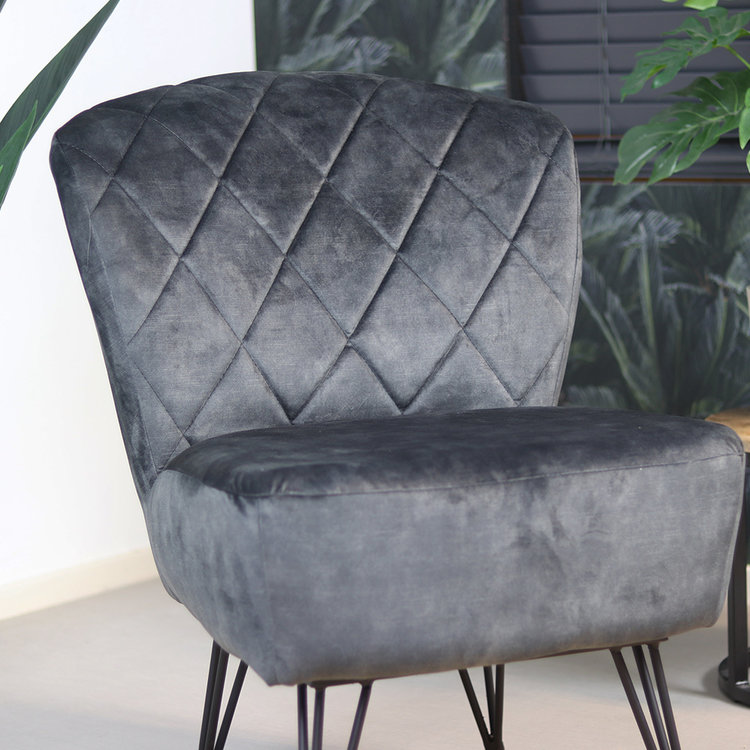 Velvet fauteuil Else antraciet