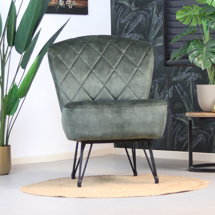 Velvet fauteuil Else donkergroen