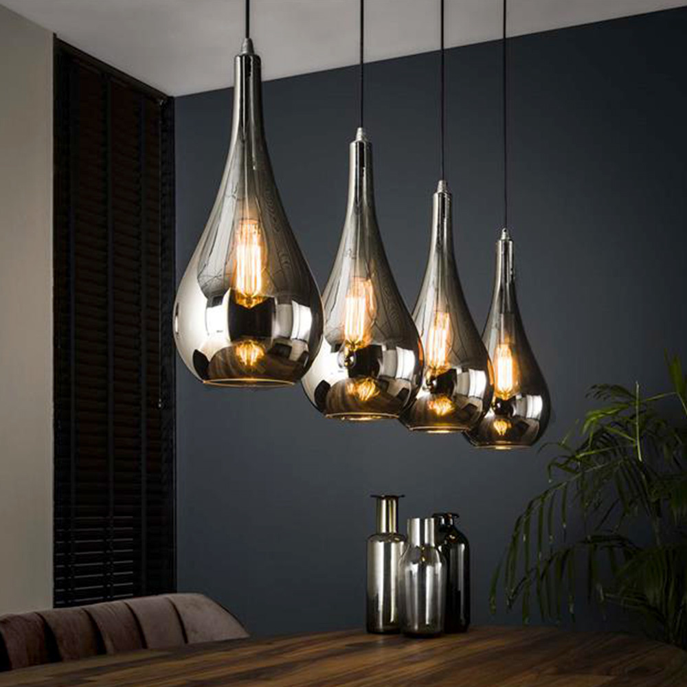inrichting injecteren Onderdrukken Hanglamp Sydney glas 4-lichts druppel | Livin24