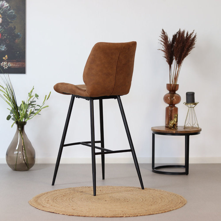 Industriële barkruk Morris cognac 71 cm