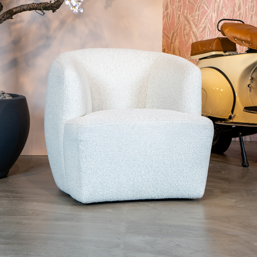 Reusachtig Ondoorzichtig vriendelijke groet Boucle fauteuil Diana wit stof | Livin24