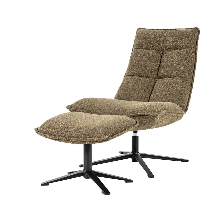 Bouclé fauteuil met hocker Wenny groen Livin24!