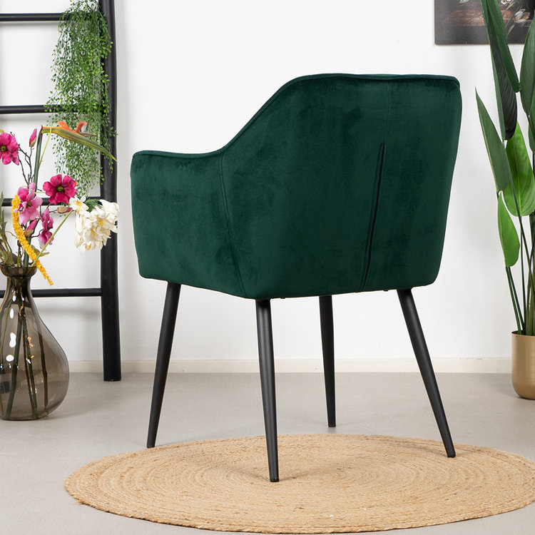 Velvet eetkamerstoel Fiona donkergroen