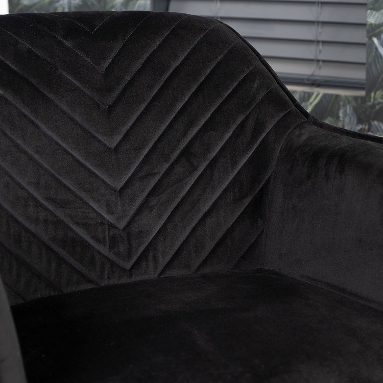 Velvet eetkamerstoel Fiona  zwart