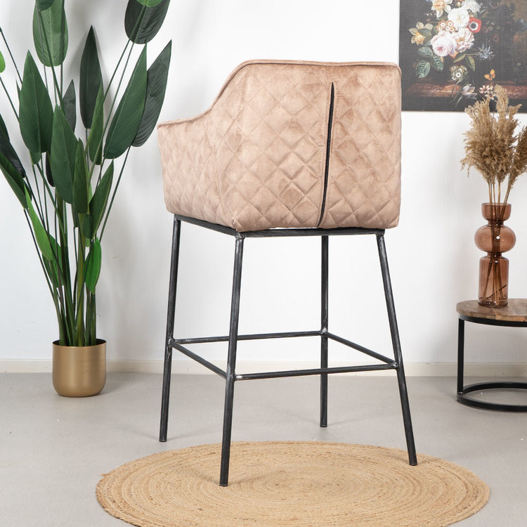 Velvet barkruk Jayron taupe 82 cm