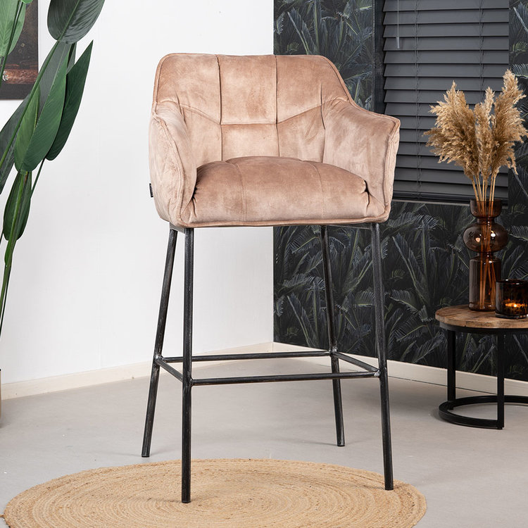 Velvet barkruk Jayron taupe 82 cm