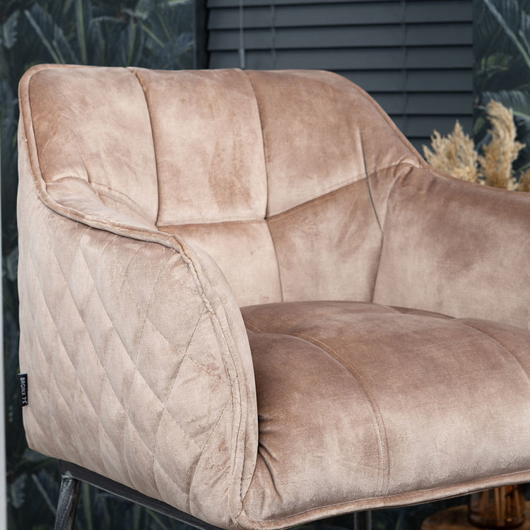 Velvet barkruk Jayron taupe 82 cm