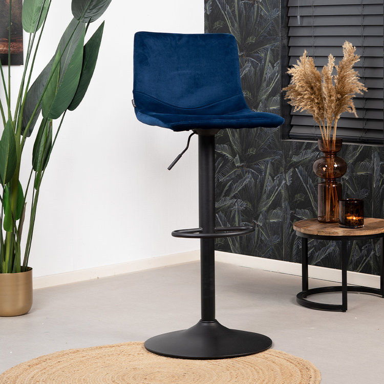 Velvet barkruk Frenkie blauw 60-76 cm