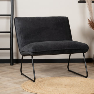 Scandinavische fauteuil Merle zwart stof gemêleerd