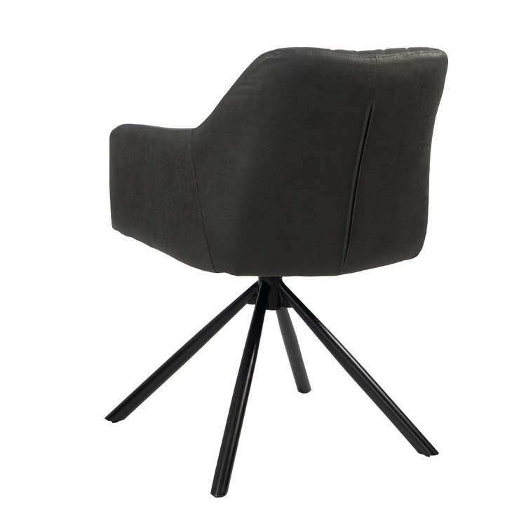 Industriële eetkamerstoel Dex draaibaar zwart/antraciet eco-leer