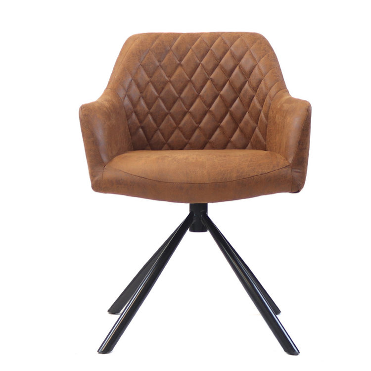 Industriële eetkamerstoel Dex draaibaar cognac eco-leer