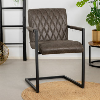 Industriële eetkamerstoel Diamond antraciet eco-leer
