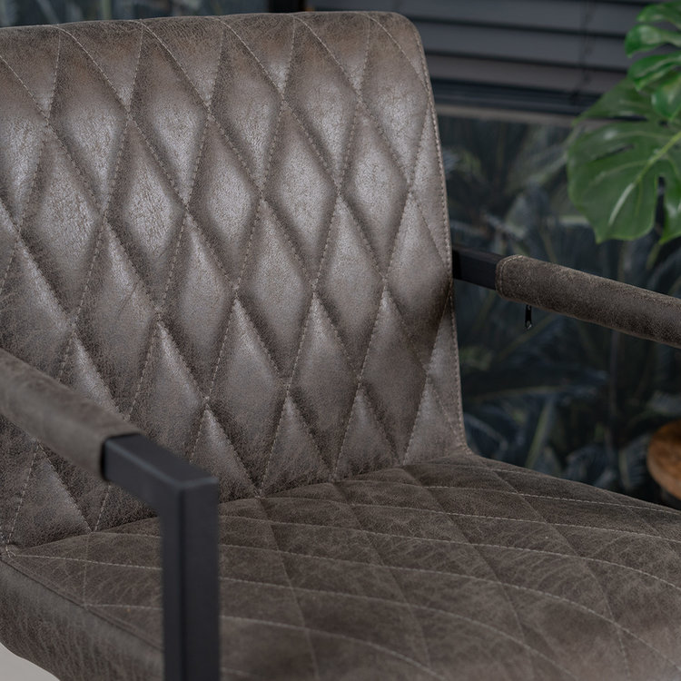 Industriële eetkamerstoel Diamond antraciet eco-leer