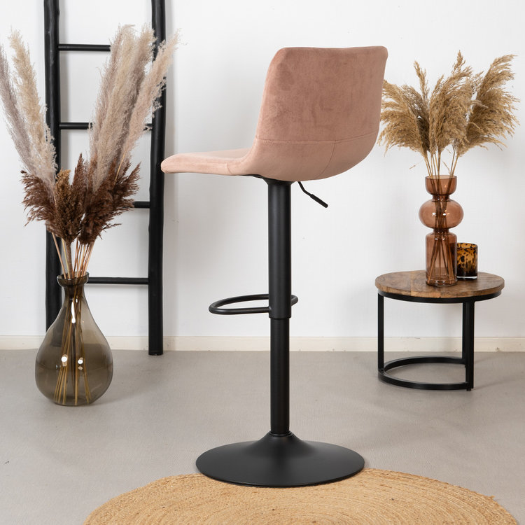 Velvet barkruk Frenkie roze 60-76 cm