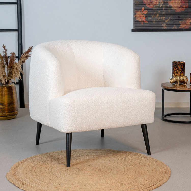 Teddy bouclé fauteuil Nora wit