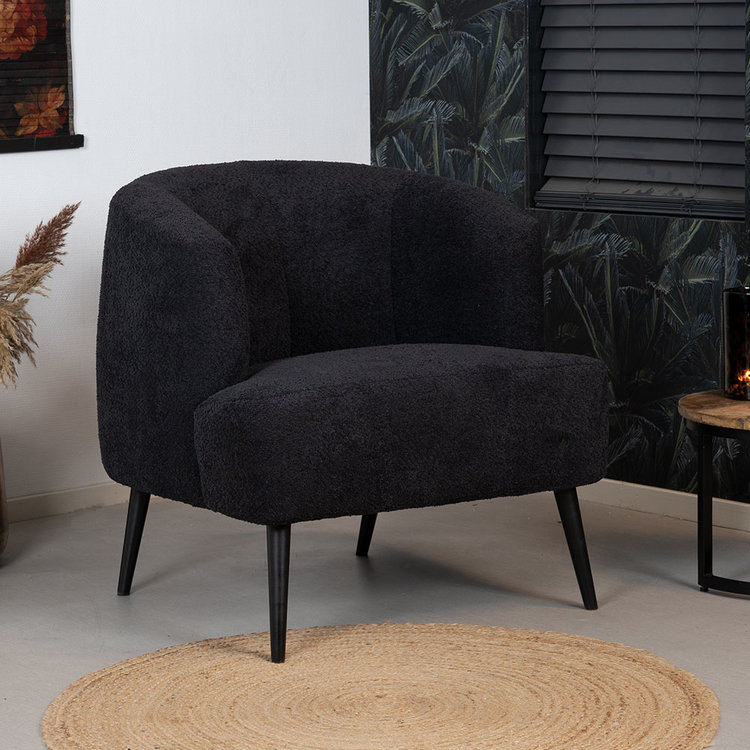 Teddy bouclé fauteuil Nora zwart